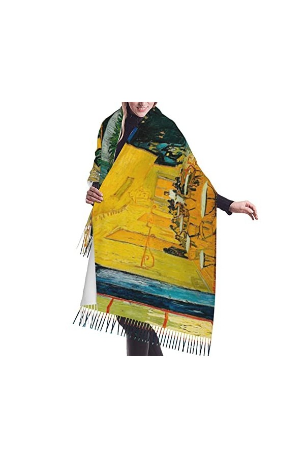Grande écharpe Pashmina en forme de poisson tropical, sensation cachemire, douce et chaude, cadeau pour homme et femme, Fleur