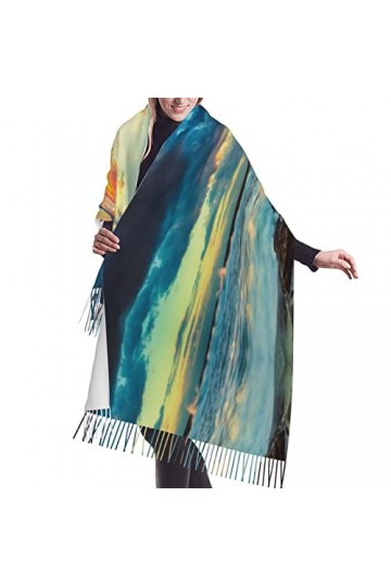 Grande écharpe de baseball Pashmina toucher cachemire doux et chaud - Cadeau pour homme et femme, Sunset Beach, taille unique