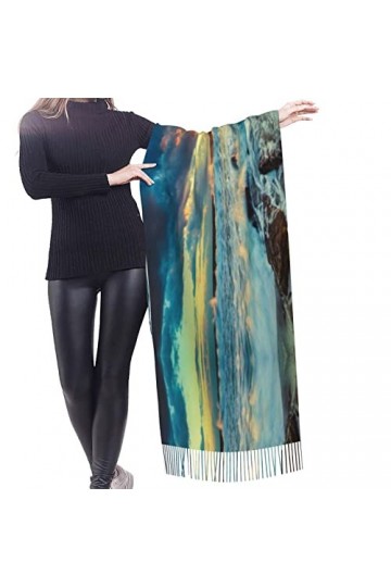 Grande écharpe de baseball Pashmina toucher cachemire doux et chaud - Cadeau pour homme et femme, Sunset Beach, taille unique