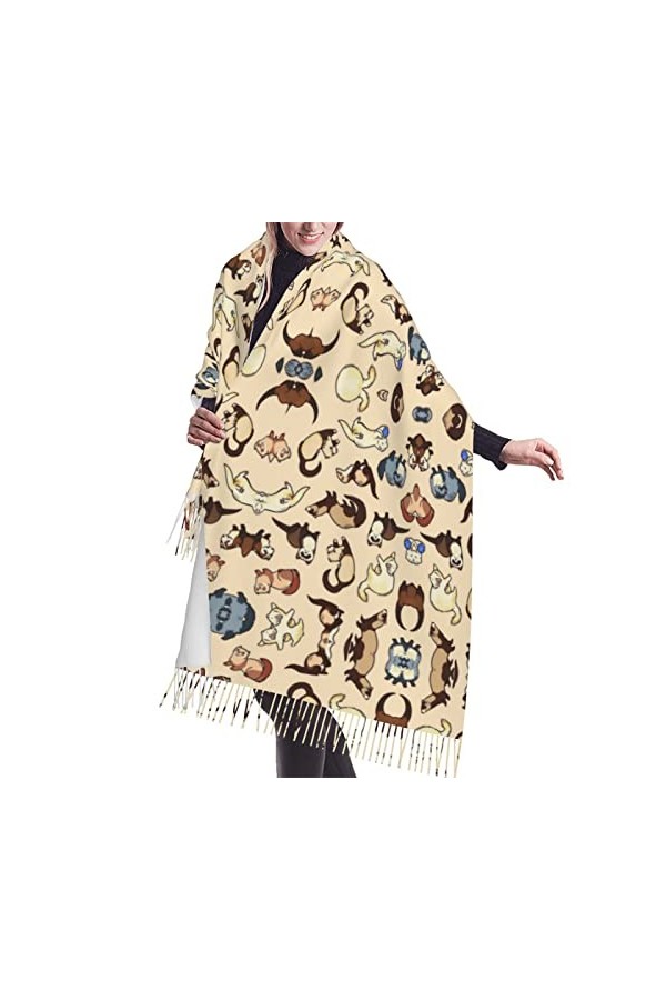 Grande écharpe de baseball Pashmina toucher cachemire doux et chaud - Cadeau pour homme et femme, Furet poilu, taille unique