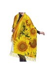 Grande écharpe de baseball Pashmina toucher cachemire doux et chaud - Cadeau pour homme et femme, Champ de tournesol., taille