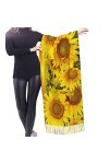 Grande écharpe de baseball Pashmina toucher cachemire doux et chaud - Cadeau pour homme et femme, Champ de tournesol., taille