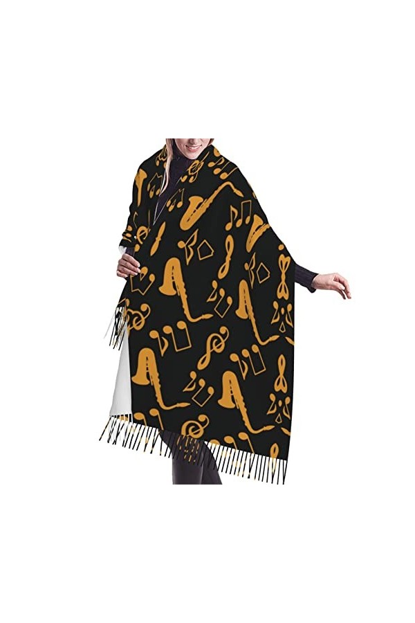 Grande écharpe de baseball Pashmina toucher cachemire doux et chaud - Cadeau pour homme et femme, Notes de musique aigus, tai