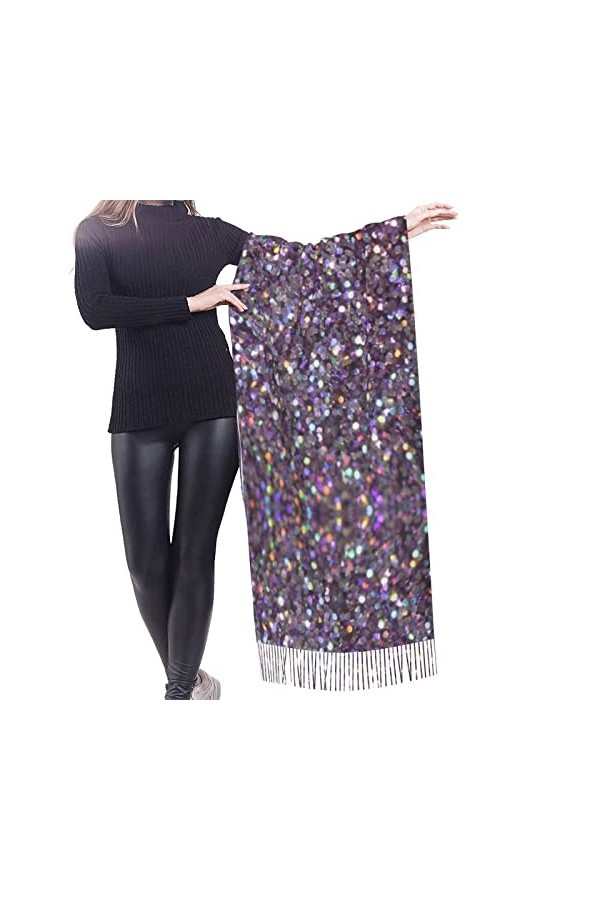 Grande écharpe de baseball Pashmina toucher cachemire doux et chaud - Cadeau pour homme et femme, Motif à paillettes, taille 