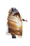 Grande écharpe pashmina amusante en forme de dauphin - Toucher cachemire - Doux et chaud - Cadeau pour homme et femme, Bonhom