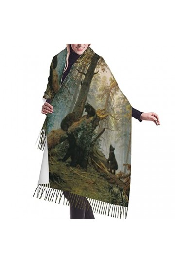 Grande écharpe pashmina à rayures noires et blanches - Toucher cachemire - Couverture douce et chaude - Cadeau pour homme et 