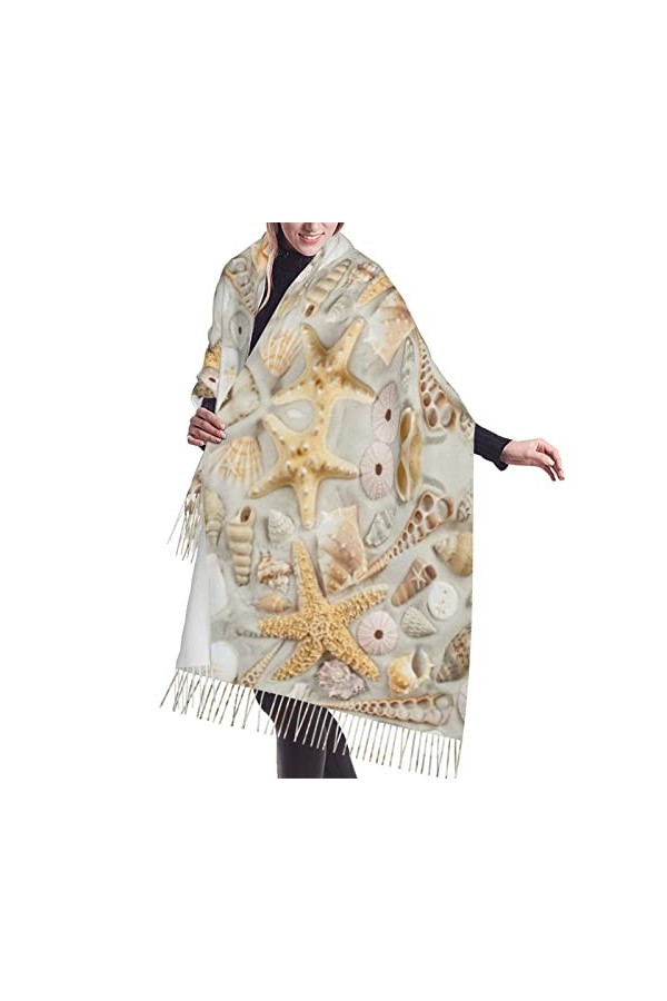 Grande écharpe pashmina à rayures noires et blanches - Toucher cachemire - Couverture douce et chaude - Cadeau pour homme et 