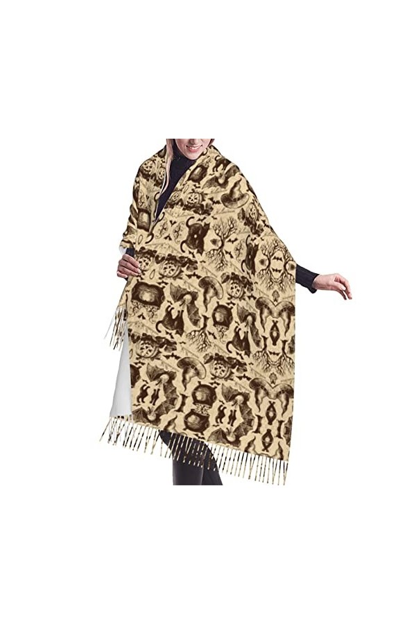 Grande écharpe pashmina à rayures noires et blanches - Toucher cachemire - Couverture douce et chaude - Cadeau pour homme et 