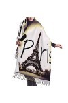 Grande écharpe en pashmina toucher cachemire pour homme et femme, Tour Eiffel Love Paris, taille unique