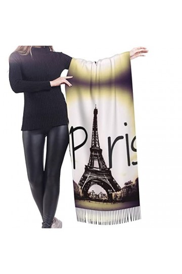 Grande écharpe en pashmina toucher cachemire pour homme et femme, Tour Eiffel Love Paris, taille unique