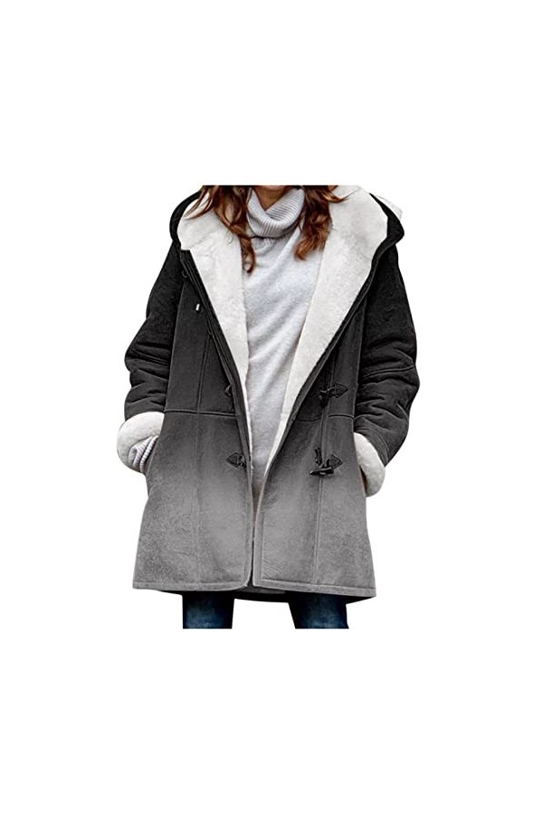 Nidddiv Vestes à capuche en polaire pour femme - Couleur unie - Manteaux dhiver pour femme - Grande taille - Pull à manches 