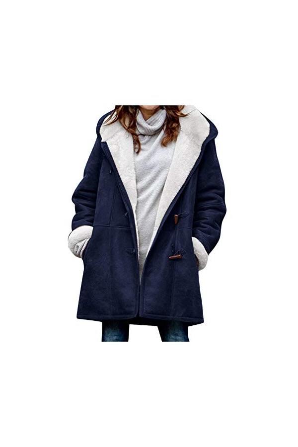 Nidddiv Vestes à capuche en polaire pour femme - Couleur unie - Manteaux dhiver pour femme - Grande taille - Pull à manches 