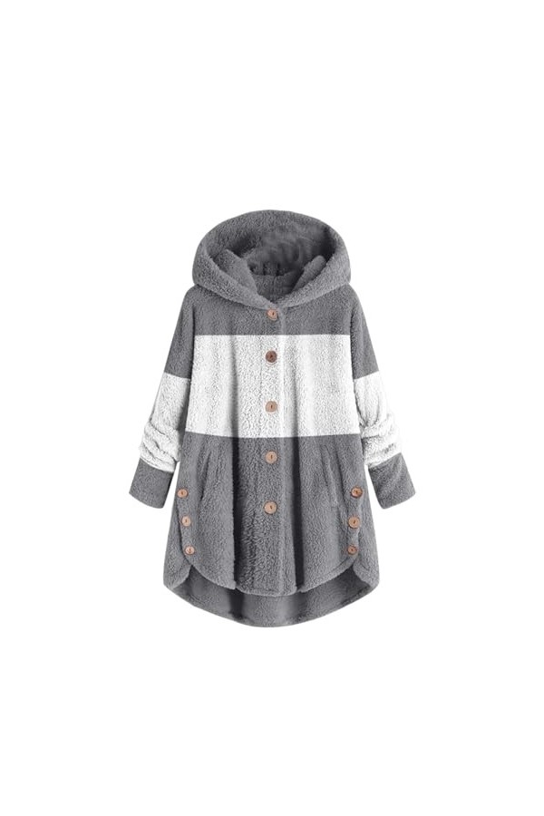 Sweat à capuche en polaire pour femme - Couleurs contrastées - Vêtement de nuit décontracté - Doux et léger - Pyjama en peluc