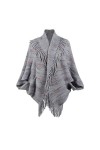 Générique Châle Plaid pour Femme Poncho Fourrure Châle Étole Cape à Capuche Tricoté Manteau avec Col de Fourrure pour Femme A
