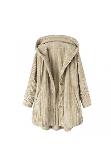 Nidddiv Vestes en polaire double face pour femme - Manteau épais en peluche - Couleur unie - Noir - Sweat à capuche boutonné 