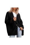 Cardigan tricoté surdimensionné à boutons pour femme - Léger - Col en V - Couleur unie - Manteaux côtelés pour femme - Pull c