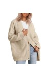 Cardigan tricoté surdimensionné à boutons pour femme - Léger - Col en V - Couleur unie - Manteaux côtelés pour femme - Pull c