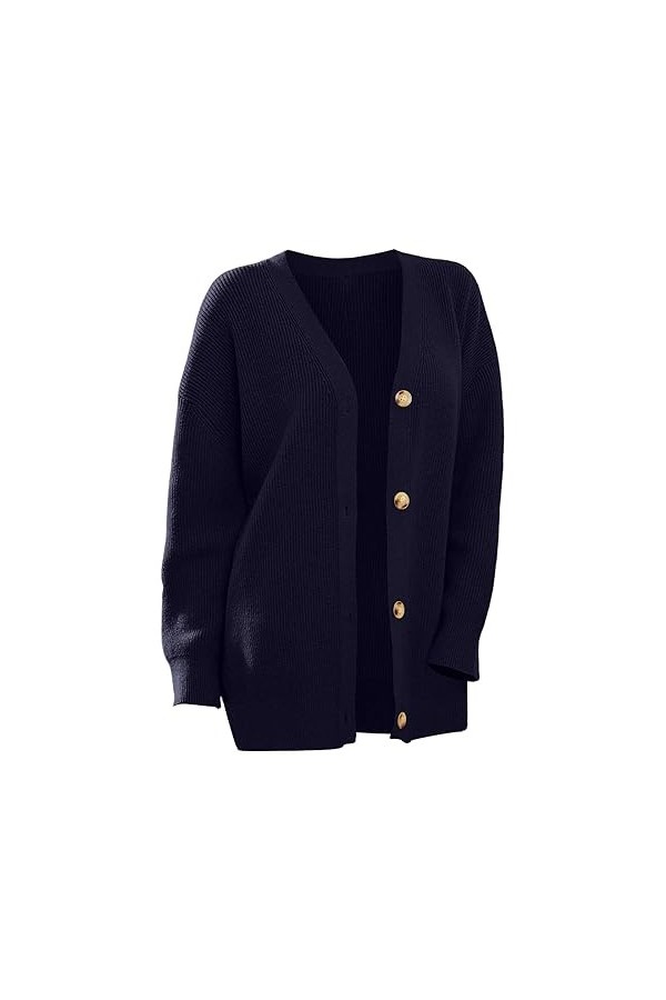 Nidddiv Pull tricoté uni pour femme - Cardigan tendance britannique - Manteaux thermiques à manches longues - Chemisier dhiv