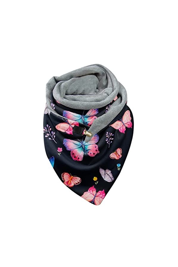 WWricotta Femmes chaud écharpe mode impression chaud coupe-vent double couche boucle hiver turban wrap écharpe Protection Tab