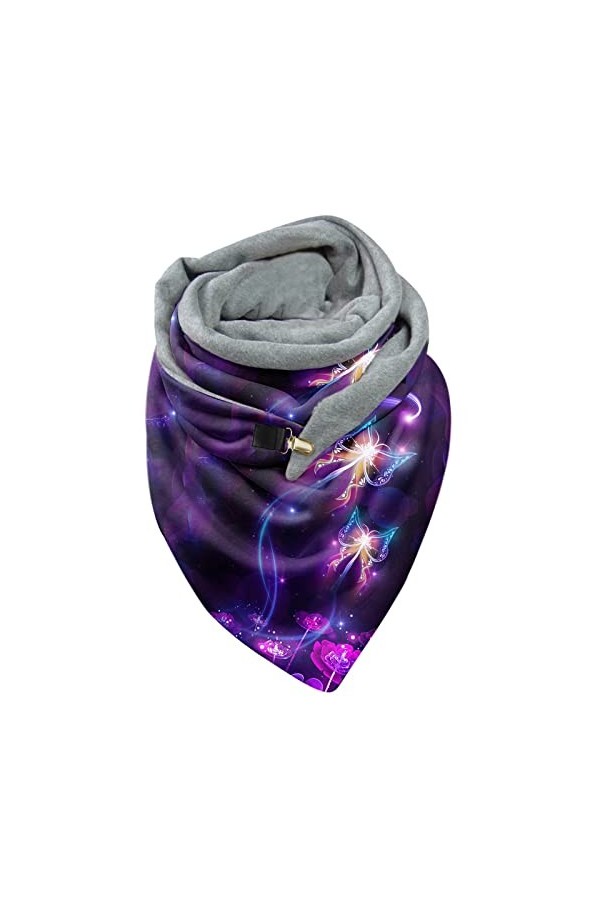 WWricotta Femmes chaud écharpe mode impression chaud coupe-vent double couche boucle hiver turban wrap écharpe Protection Tab