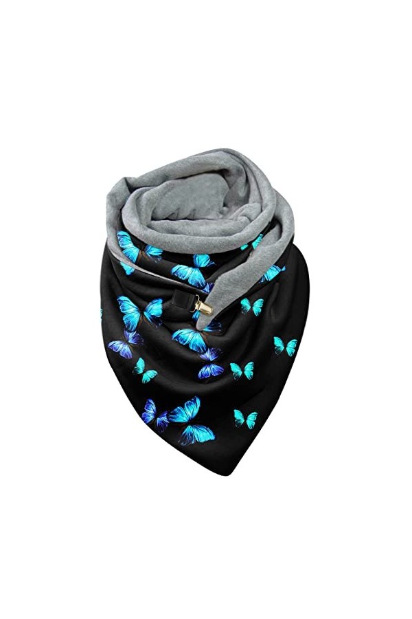 WWricotta Femmes chaud écharpe mode impression chaud coupe-vent double couche boucle hiver turban wrap écharpe Protection Tab
