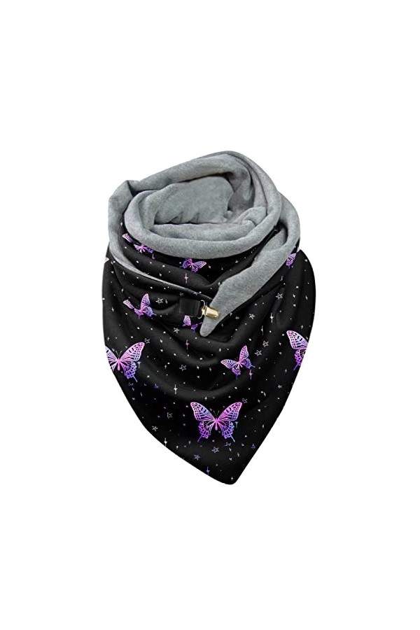 WWricotta Femmes chaud écharpe mode impression chaud coupe-vent double couche boucle hiver turban wrap écharpe Protection Tab