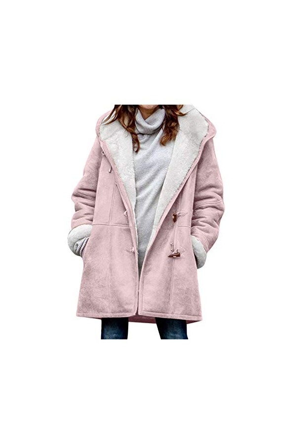 Nidddiv Sweat à capuche doublé en polaire pour femme - Grande taille - Veste ample avec poches - Fermeture éclair intégrale -