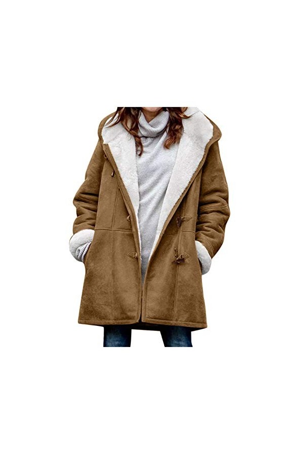 Nidddiv Sweat à capuche doublé en polaire pour femme - Grande taille - Veste ample avec poches - Fermeture éclair intégrale -