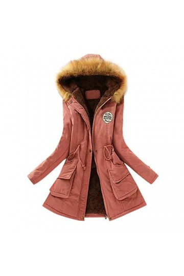 Nidddiv Manteaux dhiver pour femmes - Veste à capuche ajustée doublée en polaire jaune - Manteau chaud à manches longues ave