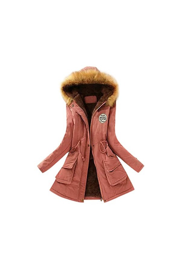 Nidddiv Manteaux dhiver pour femmes - Veste à capuche ajustée doublée en polaire jaune - Manteau chaud à manches longues ave