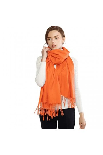 RIIQIICHY Hiver Chaud Écharpe Pashmina Châle Etole Foulard Femmes Orange Longues Grandes Douces
