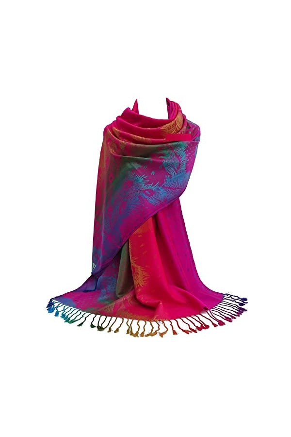GFM Écharpe de style pashmina, motif plumes de pao NPCKPASH-P27 