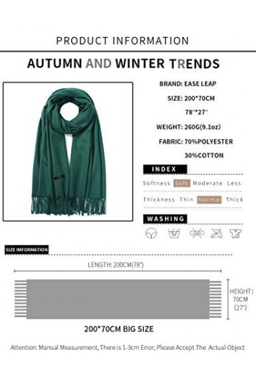 EASE LEAP Cachemire Hiver Chaud Écharpe Pour Femmes Pashmina Châle Wrap Hommes Grandes Écharpes Douces pour Autum et Hiver 20