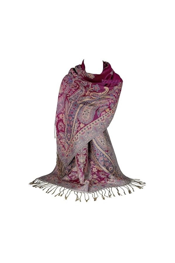 GFM Écharpe de style pashmina de fleurs en mosaïque - S16-Rose Clair 2 - PASH-5flr-HLGLB 