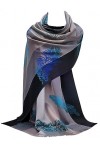 GFM® Écharpe Pashmina Motif Floral Feuilles 8168-S105-rs-tlfsh-roses, bleu sarcelle.