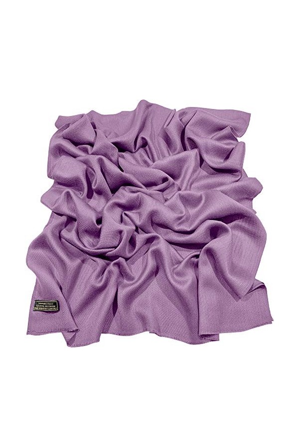 CJ Apparel Mauve Echarpe Secondes en Châle Solide Couleur Unie Conception Wrap Étole Pashmina