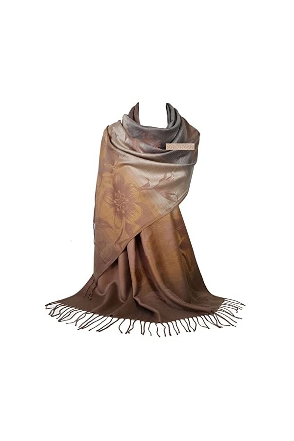 GFM Écharpe, châle enveloppant de style pashmina motif mosaïque florale FRL1 , L