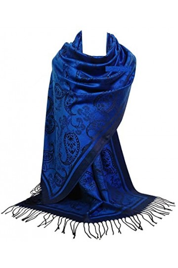 GFM Écharpe style pashmina en plumes motif cachemire floral FRL4 - S1-lilas- Pash2054-litl 