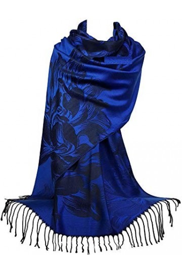 GFM® femme écharpe style pashmina - S11-Rose Clair Turquoise - PASH-AH155-HLGLBTX 