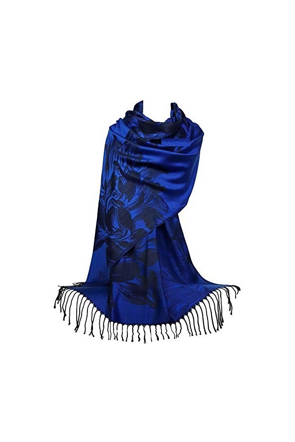 GFM® femme écharpe style pashmina - S11-Rose Clair Turquoise - PASH-AH155-HLGLBTX 