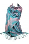 GFM® femme écharpe style pashmina - S11-Rose Clair Turquoise - PASH-AH155-HLGLBTX 