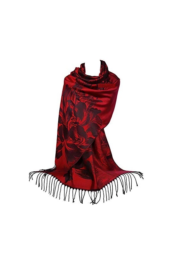 GFM® femme écharpe style pashmina - S11-Rose Clair Turquoise - PASH-AH155-HLGLBTX 