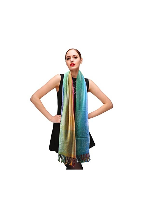 Shmily Girl Femme Élégantes Doubles Côtés Floral Pashmina sensation Wrap écharpe étole châle