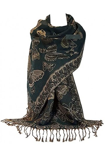 GFM® Écharpe style pashmina scintillante avec lurex métallique SPBF , Vert sarcelle, L
