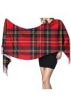 Royal Stewart Tartan Plaid Écharpe dhiver tendance pour femme Toucher cachemire Pashmina Châle enveloppant doux et chaud, Co