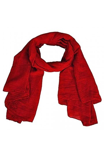 KIRALOVE Echarpe femme - largeur 175 x 45 cm - couleur unie - pashmina pour femme - couleur rouge - coton acétate fille - idé