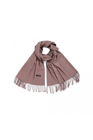 Chale Femme Pashmina, Foulard Femme Luxe Gris Marron Couleur Unie Avec Pompon 200X70cm