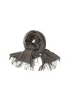 Chale Femme Pashmina, Foulard Femme Luxe Gris Marron Couleur Unie Avec Pompon 200X70cm