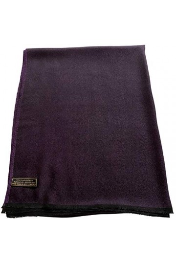 CJ Apparel Violette & Noir Echarpe de Pashmina en Châle Népalaise Solide Couleur Unie Conception Wrap Étole Secondes