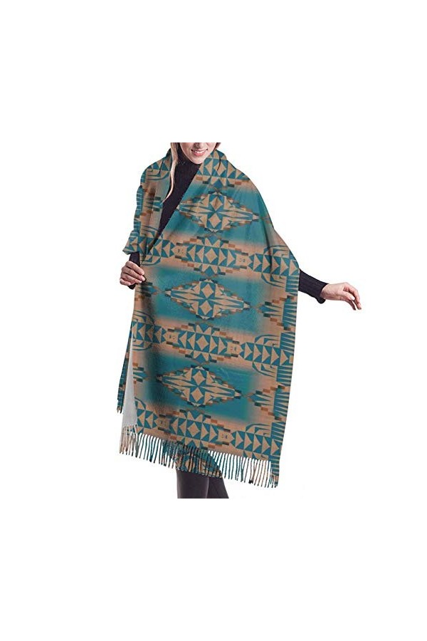 Écharpe dhiver tendance à motif amérindien pour femme - Toucher cachemire - Pashmina - Couverture douce et chaude - Longue é